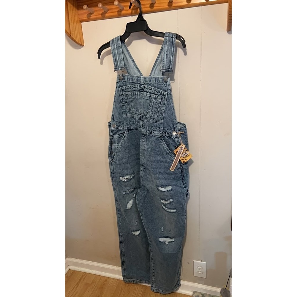 Hybrid & Company Distressed Denim Overalls with Tags